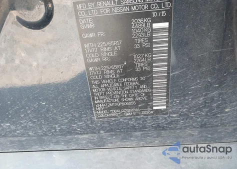 2016 Nissan Rogue Sv z USA, uszkodzony, nr VIN KNMAT2MTXGP606855